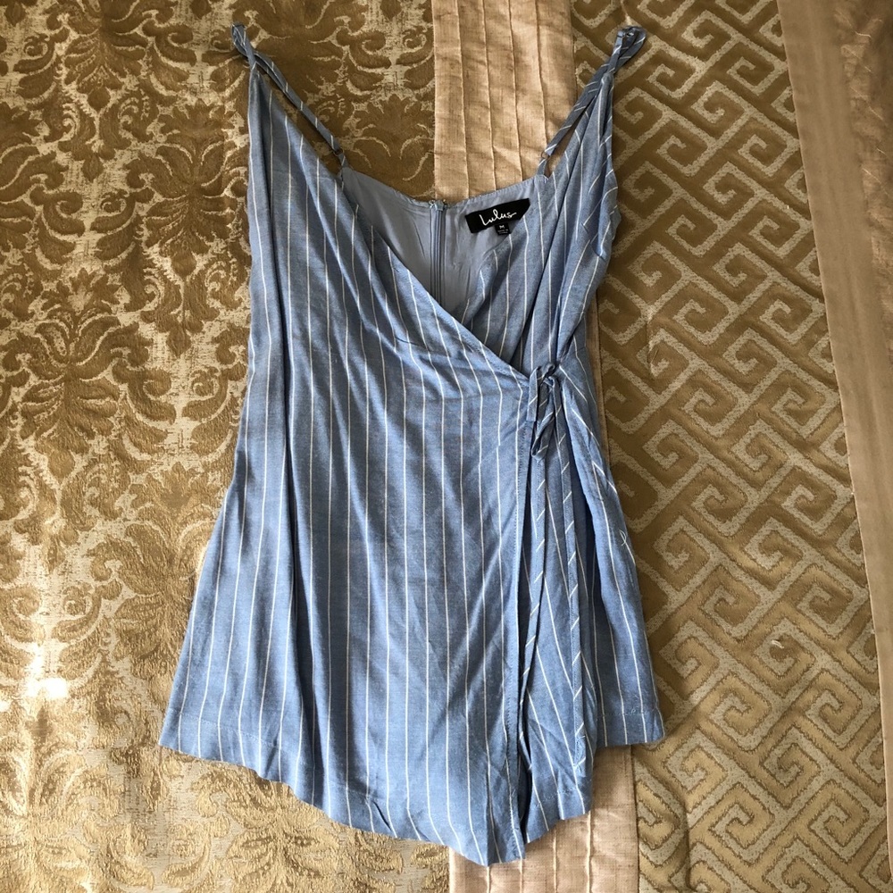 Blue & white striped romper